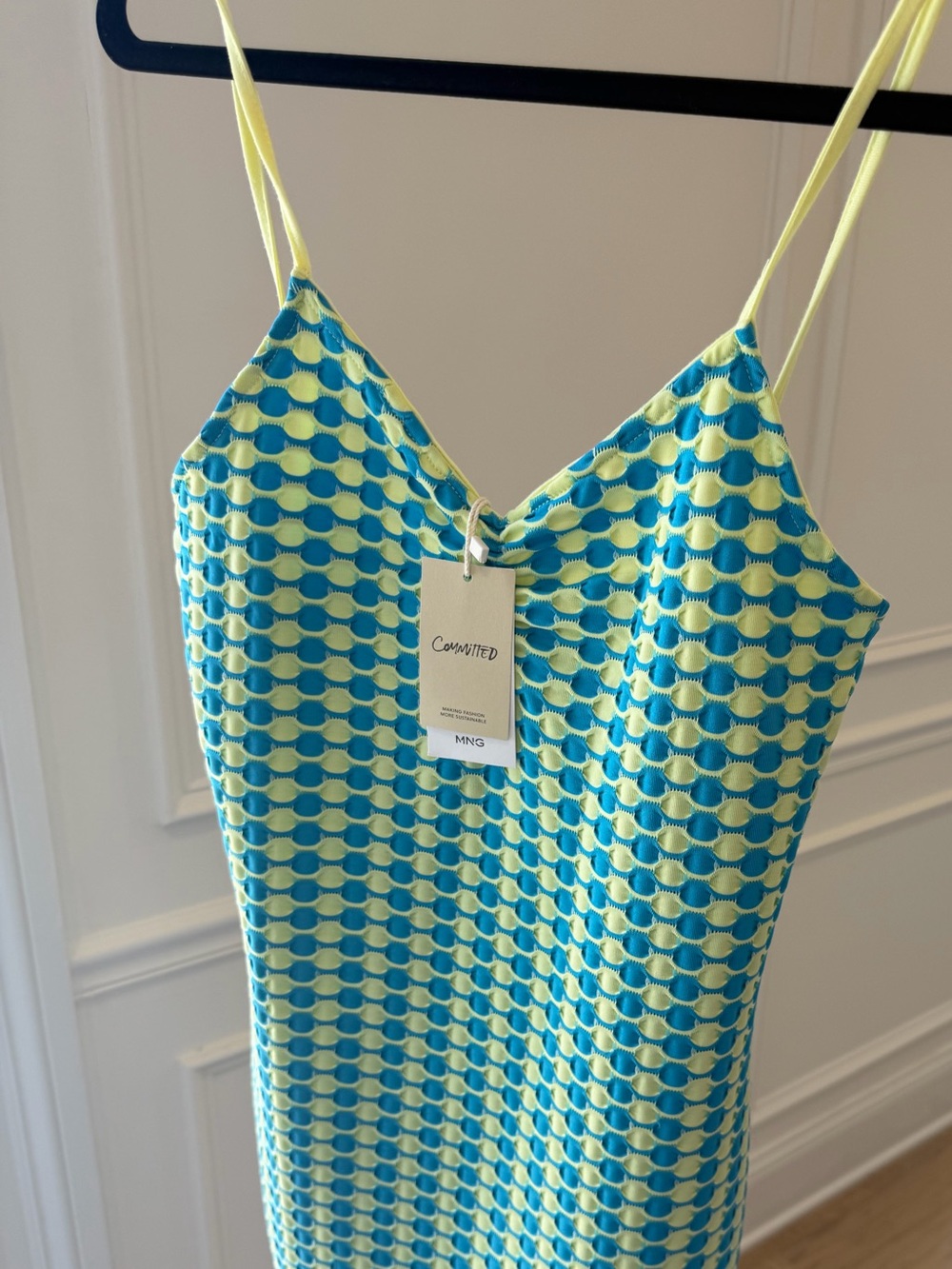 Mango Blue and Yellow Patterned Slip Dress